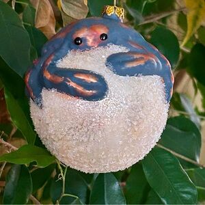 Blue and White Crab Holiday Ornament NWT